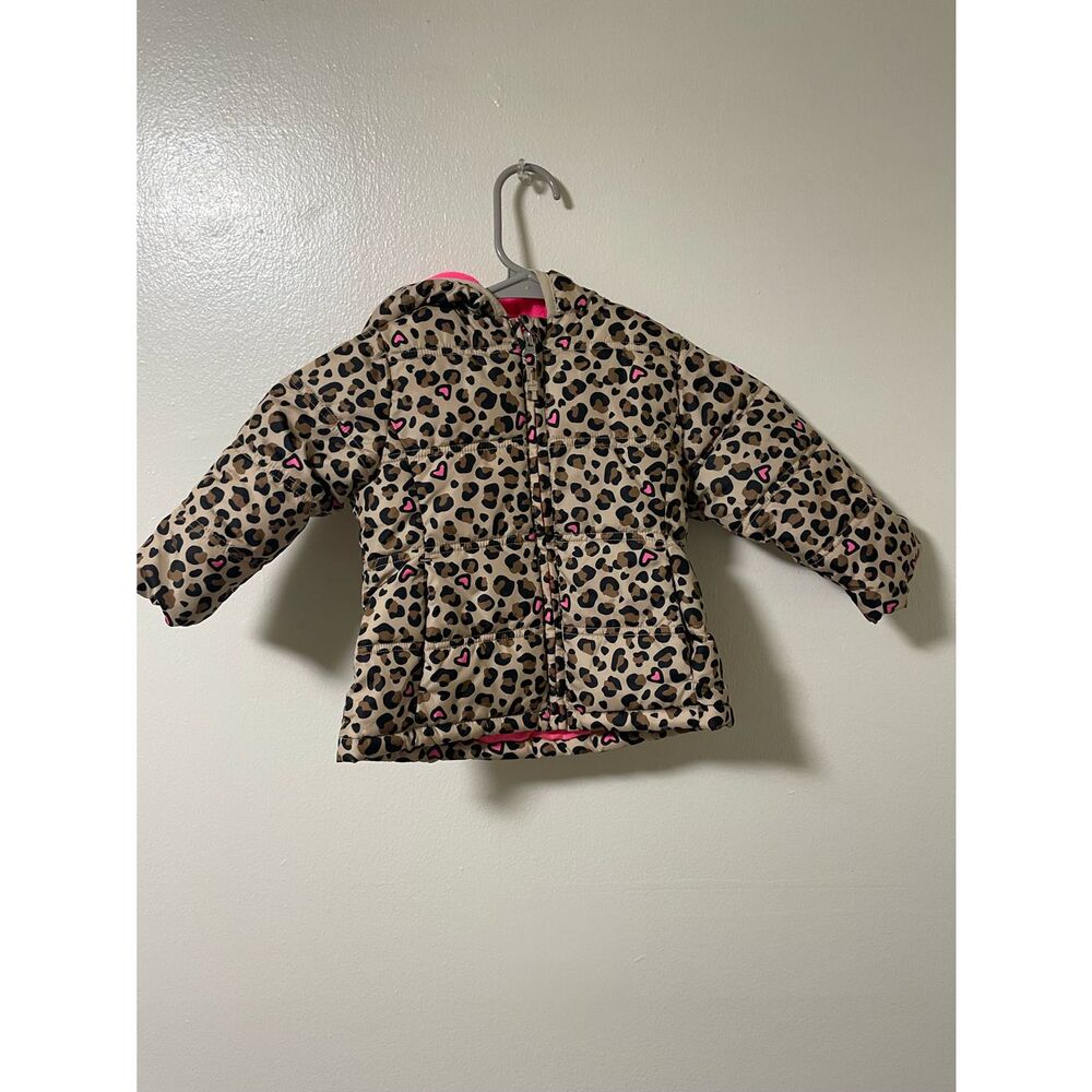 Kids Cheetah Print Winter Puff Jacket Size 18M
